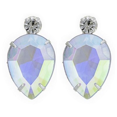 Silver teardrop crystal earring